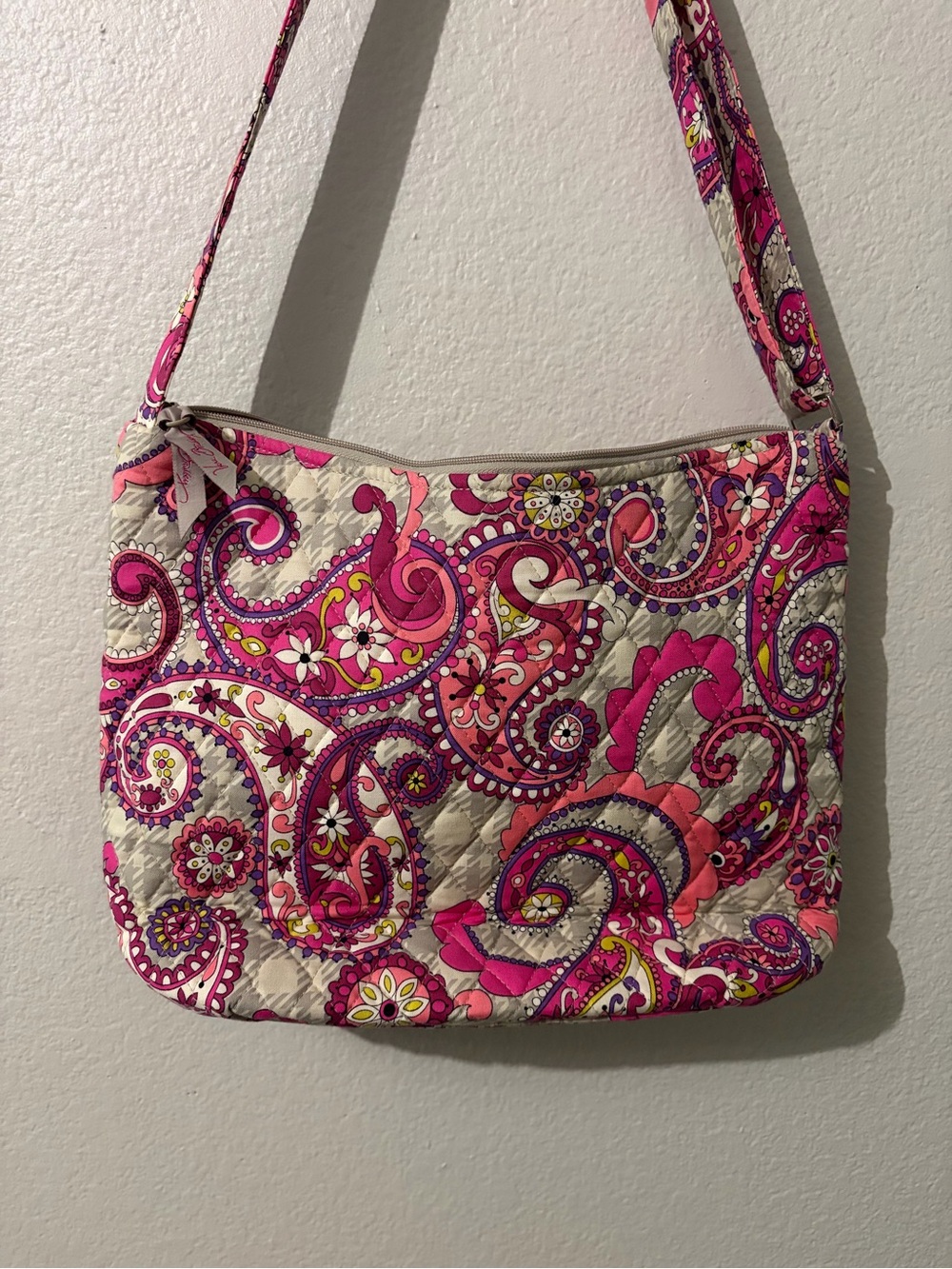 Vera Bradley Pink Paisley Quilted Crossbody Bag - Picture 5 of 6